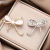 Elegant Bowknot Brooch with Pearl - Gold/Silver Tone Enamel Pin for Dress, Scarf & Coat Decoration