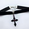 Gothic Black Velvet Cross Choker Necklace