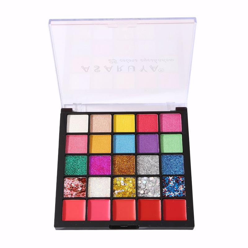 

Палитра теней для век Asha Riya для детей, 25 цветов: Крупные пайетки и перламутр, идеально подходят для детского дня и сценических выступлений, синего и зеленого цвета.