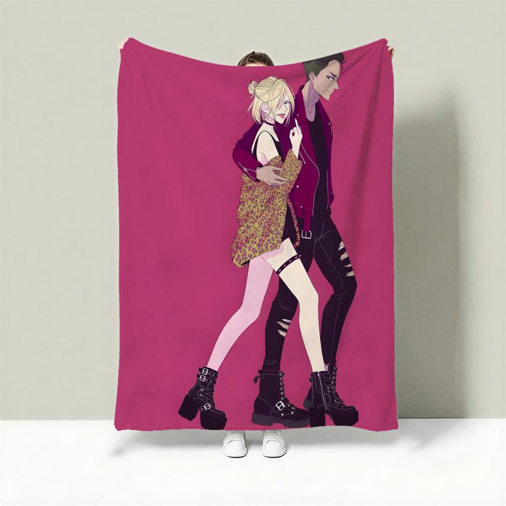 Anime Y-Yuri on Ice Throw Lightweight 240g Flannel Blanket Soft Skin-friendly for Summer Cooling