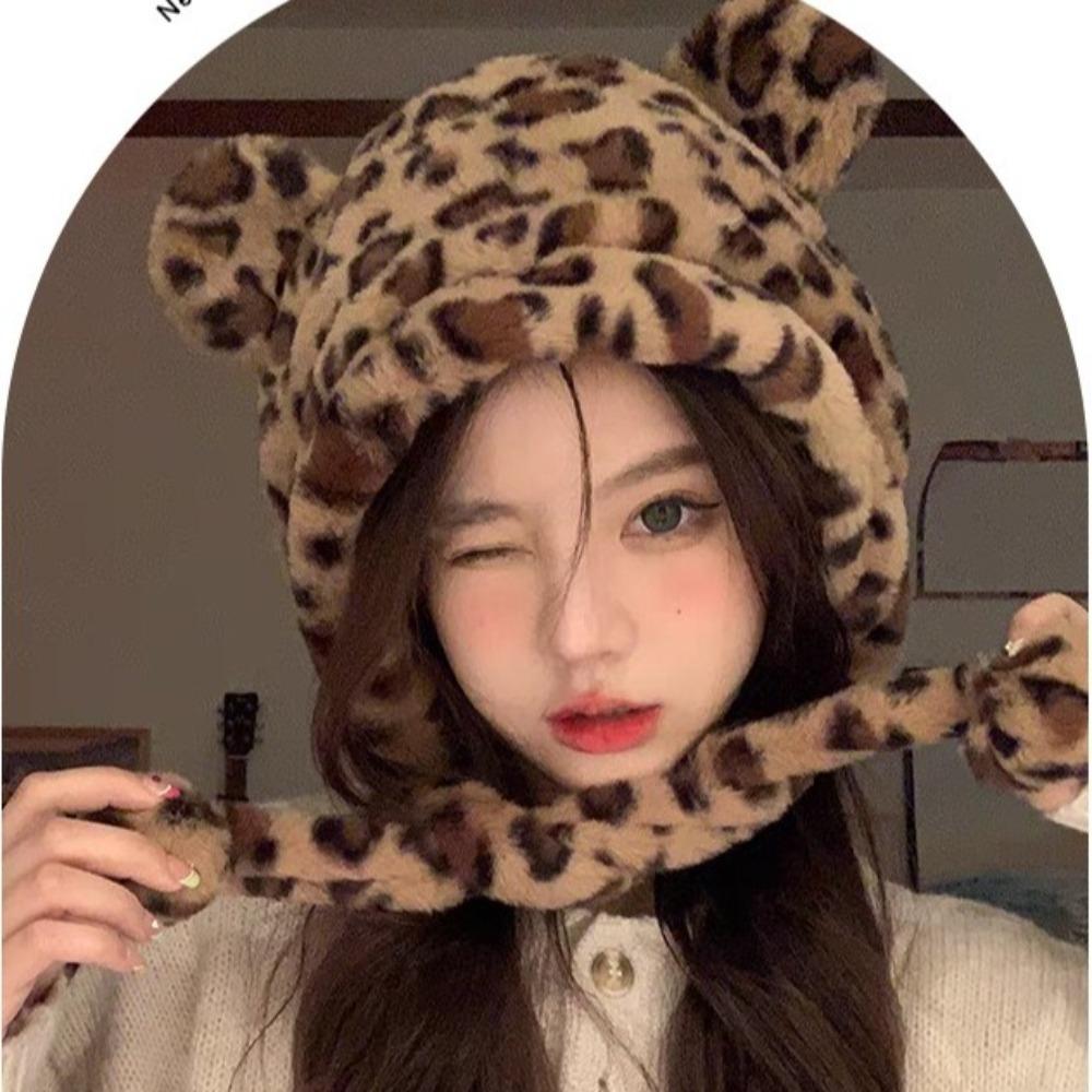 Funny Fashion Winter Hat Ear Protection Furly Cartoon Hat Soft Cute Bucket Hat Women