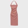 French Exquisite Retro Summer Halter Dress - Slim Fit, Bodycon with Slit, Spaghetti Straps, Royal Sister Style.
