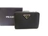 Authentic Black Nylon Saffiano Leather Bifold Wallet Compact Wallet #b246  Seller Refurbished
