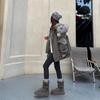 Gray Snow Boots Women's 2025 Winter New Thick-soled Heightening Piled Thickened Long-tube Snow Cotton Shoes