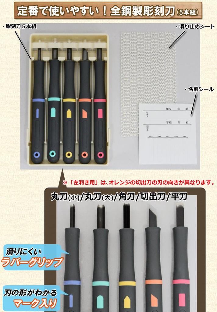 Chisel Set Shinstars All Steel Blade Yoshiharu Rubber Grip Chisel Set of 5 Elementary School Girls Yoshiharu Right-handed