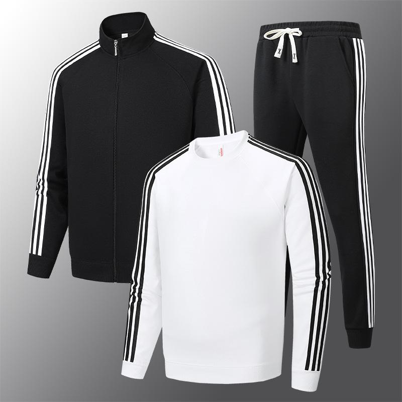 

Мужской повседневный кардиган из трех частей большого размера с воротником-стойкой, спортивный костюм с тремя полосками, однотонные брюки L