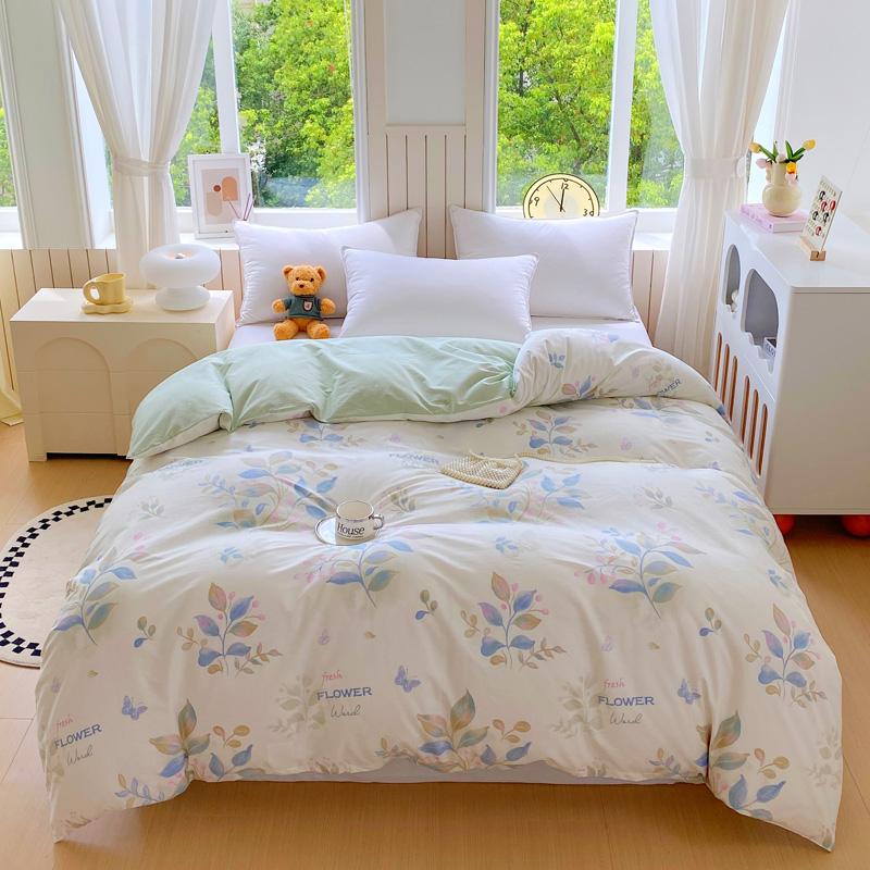 1pc 100% Cotton Floral Duvet Cover Soft Skin-Friendly King Size Comforter Cover with Zipper Spring Summer Breathable Quilt Cover