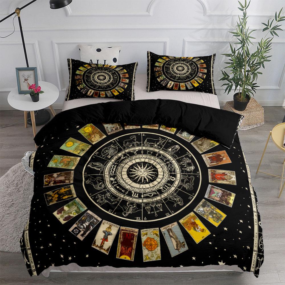 Vintage Celestial Sun Moon Duvet Set King Queen Double Full Twin Single Size Bed Linen Set