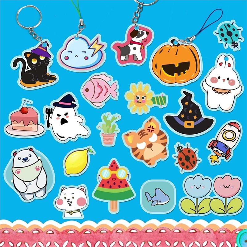 BAAJ-190 Pcs DIY Decorative Heat Shrink Keychain Set For Children's Art