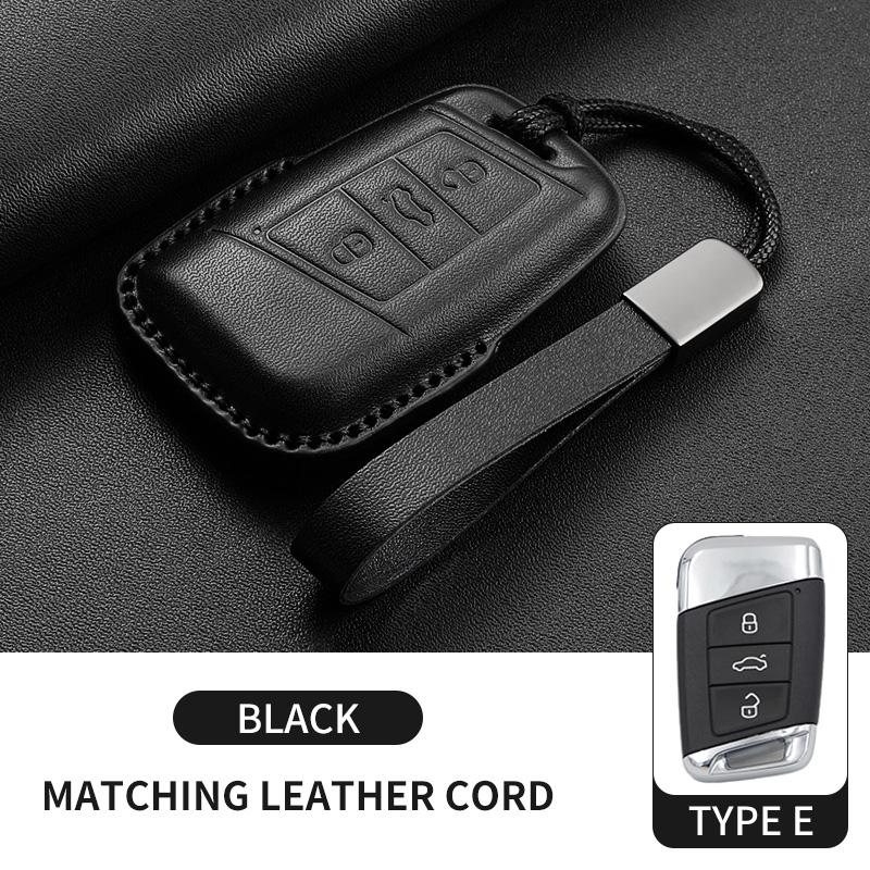 Leather Car Key Case Cover Shell Fob For Vw Volkseagen Passat B8 Magotan For Skoda Superb A7 Kodiaq Seat Protected Keychain Bag