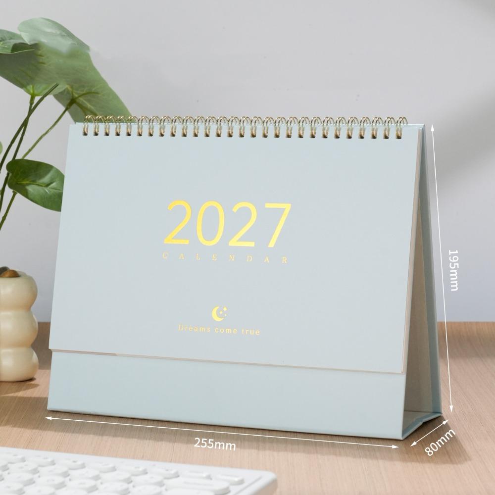 Paper 2027 Desk Calendar Spiral Binding Flip Calendar Durable Academic Planner Office Desk