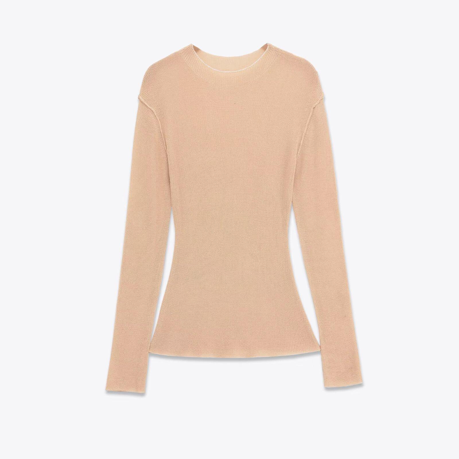 Popular fashion casual simple versatile semi-turtleneck knitted sweater S абрикосовый