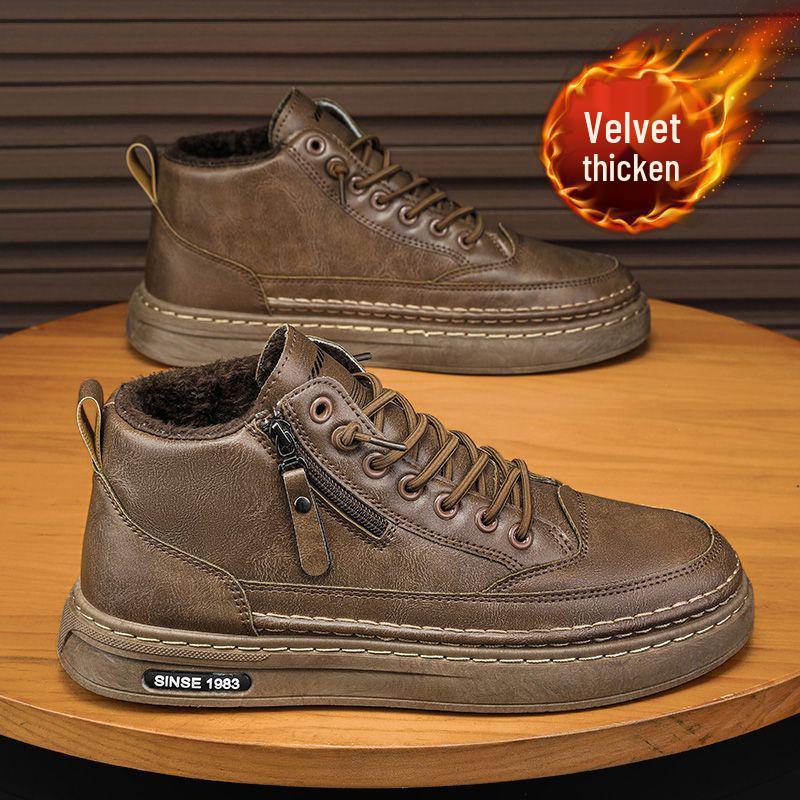 

Men s Summer Martin Boots - High-Top Korean Style Casual Waterproof Snow Boots, Plush-Lined for Warmth Size 43