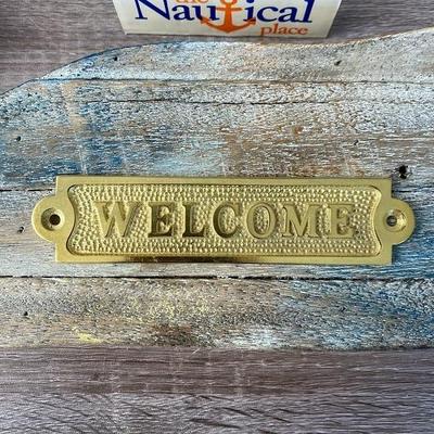 Letrero de bienvenida náutico - Latón macizo - Decoración náutica - Placa de pared - Cabina de barco