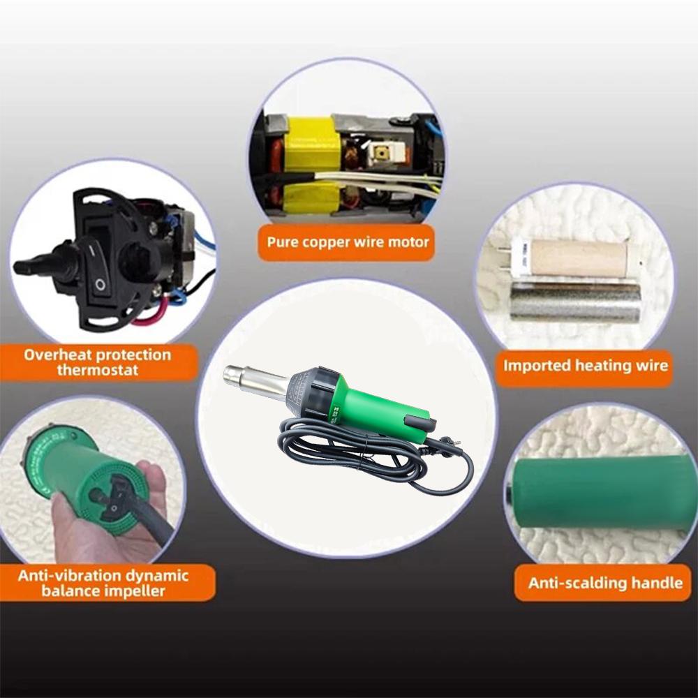 1600W Plastic Welding Gun 220V Welding Plastics Hot Air Blower Gun Welder Machine with Accessories for PP/PE/PVC Sheet
