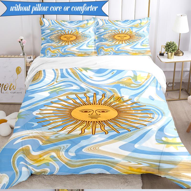 3PCS Argentina Flag Design Bedding Set 2D Printing (Includes 1 Duvet Cover + 2 Pillowcases Coreless), Bedroom decor,Fan Gift