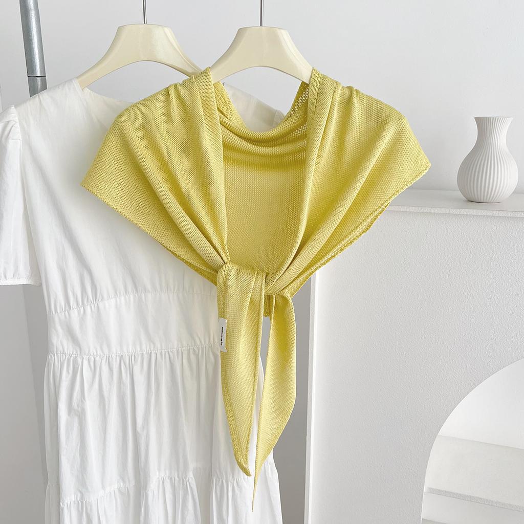 New atmosphere solid color wool triangle scarf women's spring and autumn versatile thin neck scarf air conditioner shawl outside the room