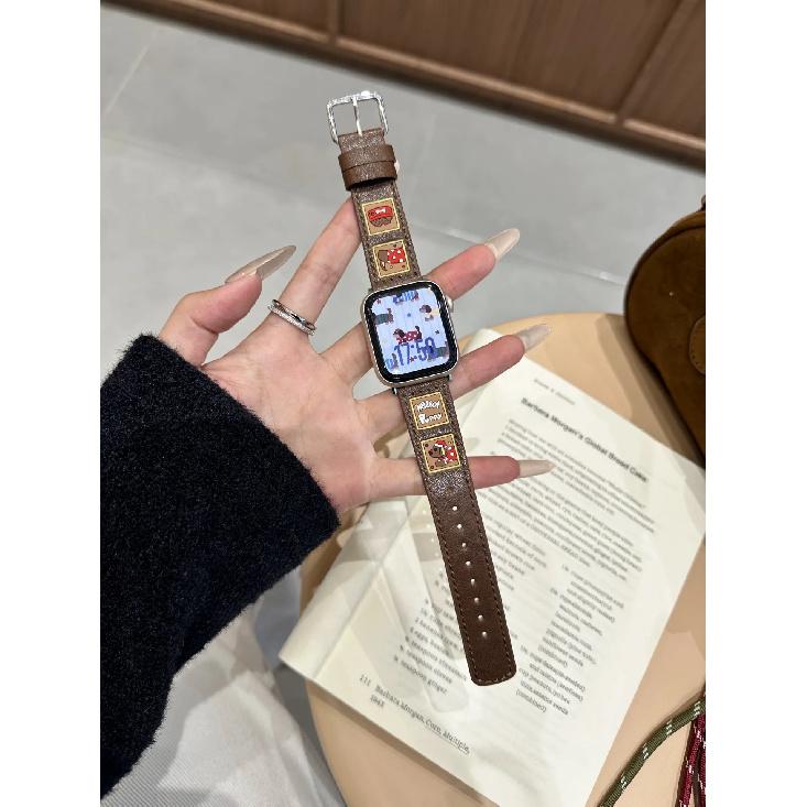 

Dachshund Bracelet Straps Gym for Apple Watch Band 10 9 8 7 6 5 4 Leather Watch Strap for Iwatch Band 44mm 46 38 40 41 42 45 49 for S10 46mm коричневий