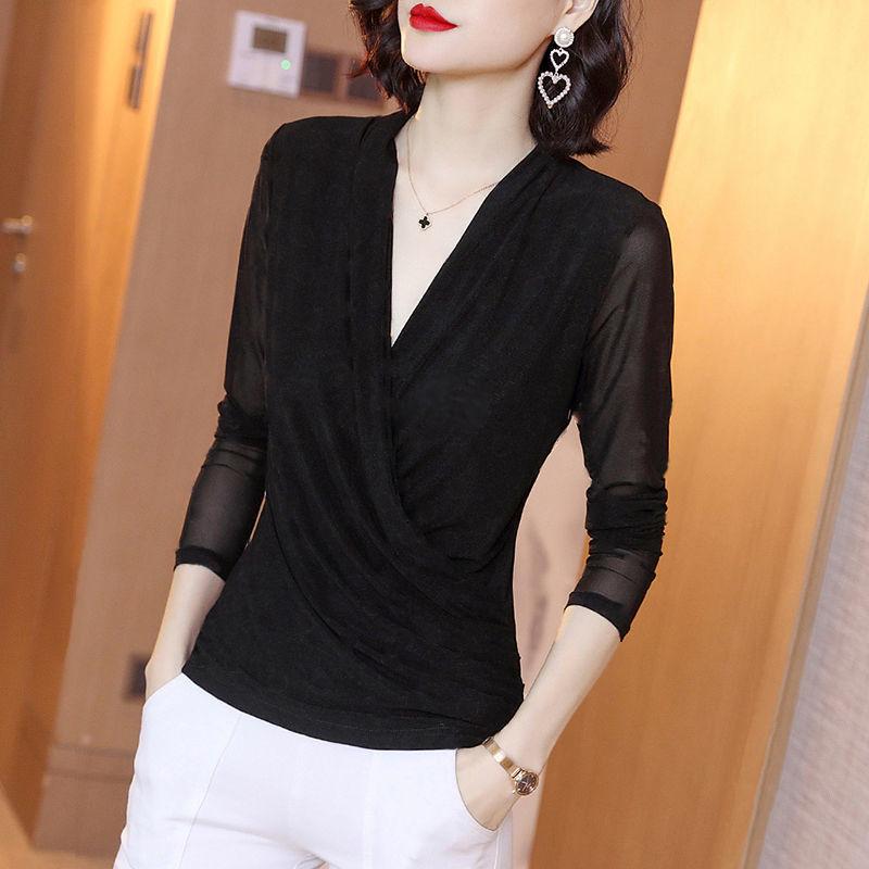 Women's High-End Mesh Top: Spring/Autumn Fashionable Short Shirt