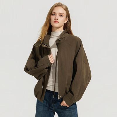 Women's Retro Drawstring Baseball Jacket