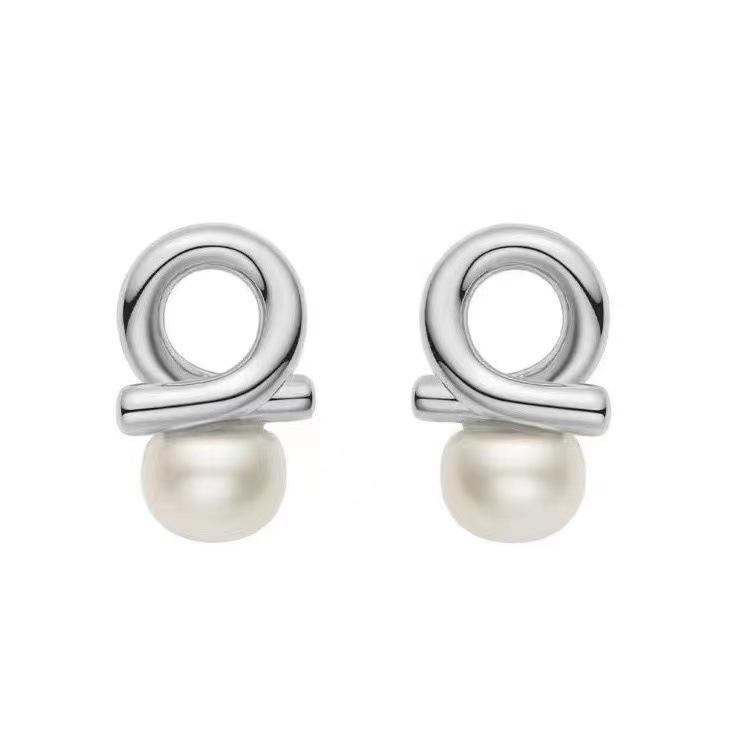 Pearl Stud Earrings Women's French Minimalist Design Sense Niche Light Luxury Temperament Fashion Versatile Earrings