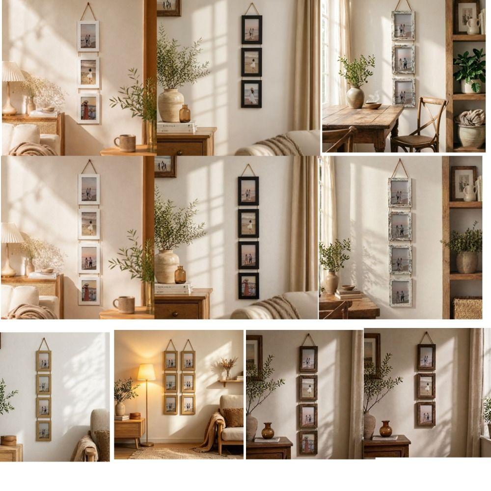 Linked Photo Holder Wall Art Picture Frame 6-Inch Vertical Photo Wall Bedroom