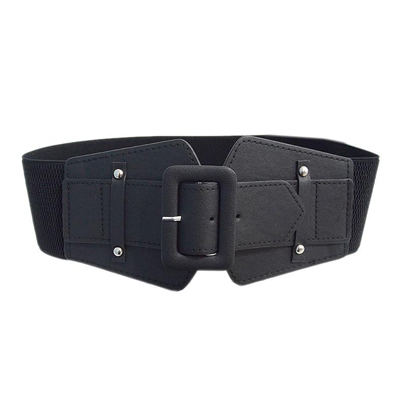 Cross-Border Women's Casual Wide Elastic Belt with Decorative Pin Buckle – Adjustable Waistband for Winter Coats, Ready Stock