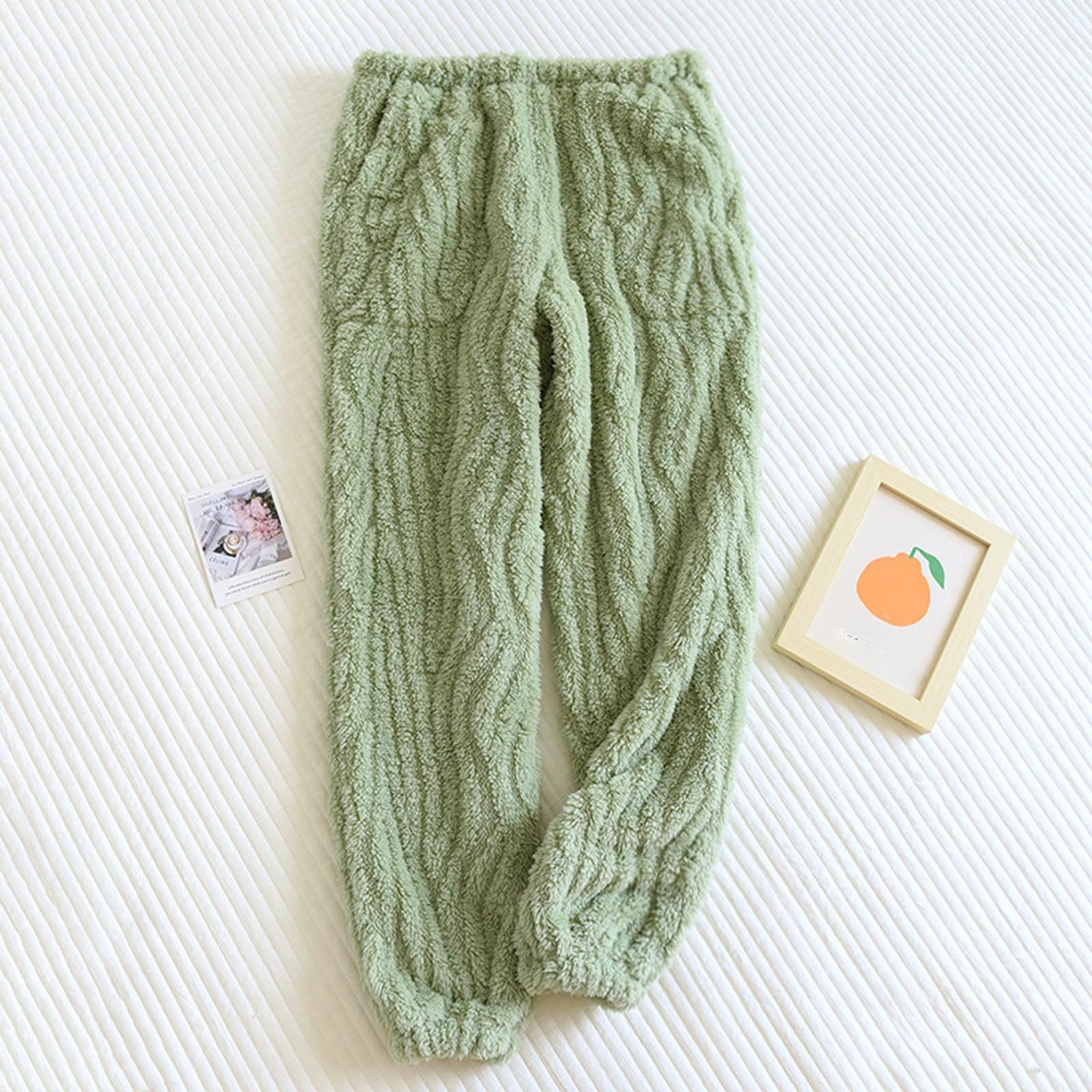 

Женские термофлисовые карманы пижамные теплые повседневные брюки домашние пижамные штаны M зелёный