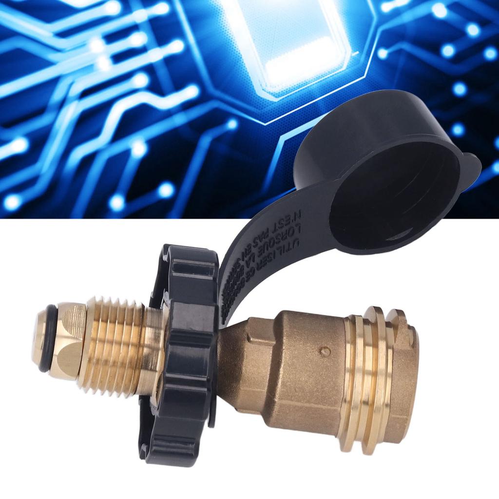 Brass Gas Tank Adapter Propane Refill Adapter with Black Handle POL Convert QCC1 Type 1