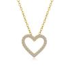 Sterling Heart Pendant Necklace With Moissanite Stone Gold Plated 14K Classic Elegant Jewelry Women