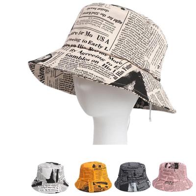 Unisex Fischerhut Altes Zeitungsmuster Gedruckter Beckenhut Street-Trend Sonnenhut Harajuku Bucket Hat Outdoor Hip-Hop Hut