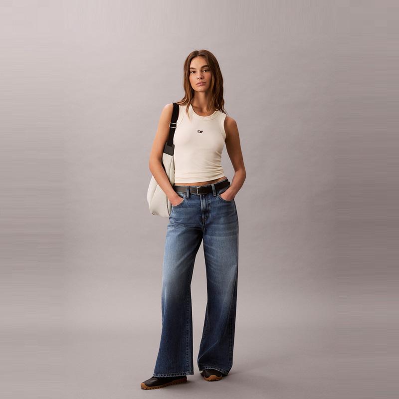 Calvin Klein Ribbed Stretch Embroidered Back Layering Tank Top Women tops 44C900G