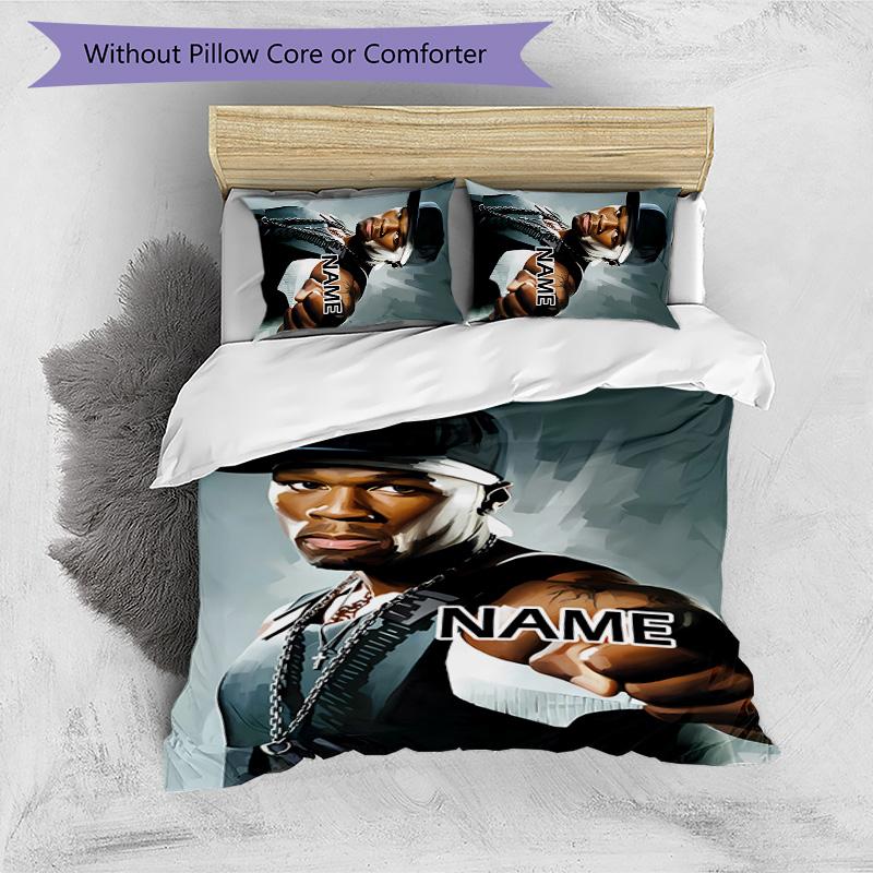 3pcs Rapper2 Cover Set - Personalized Name, HD Printed Bedding with 1 Cover and 2 Pillowcases - Perfect for Home Decor, Easy Care