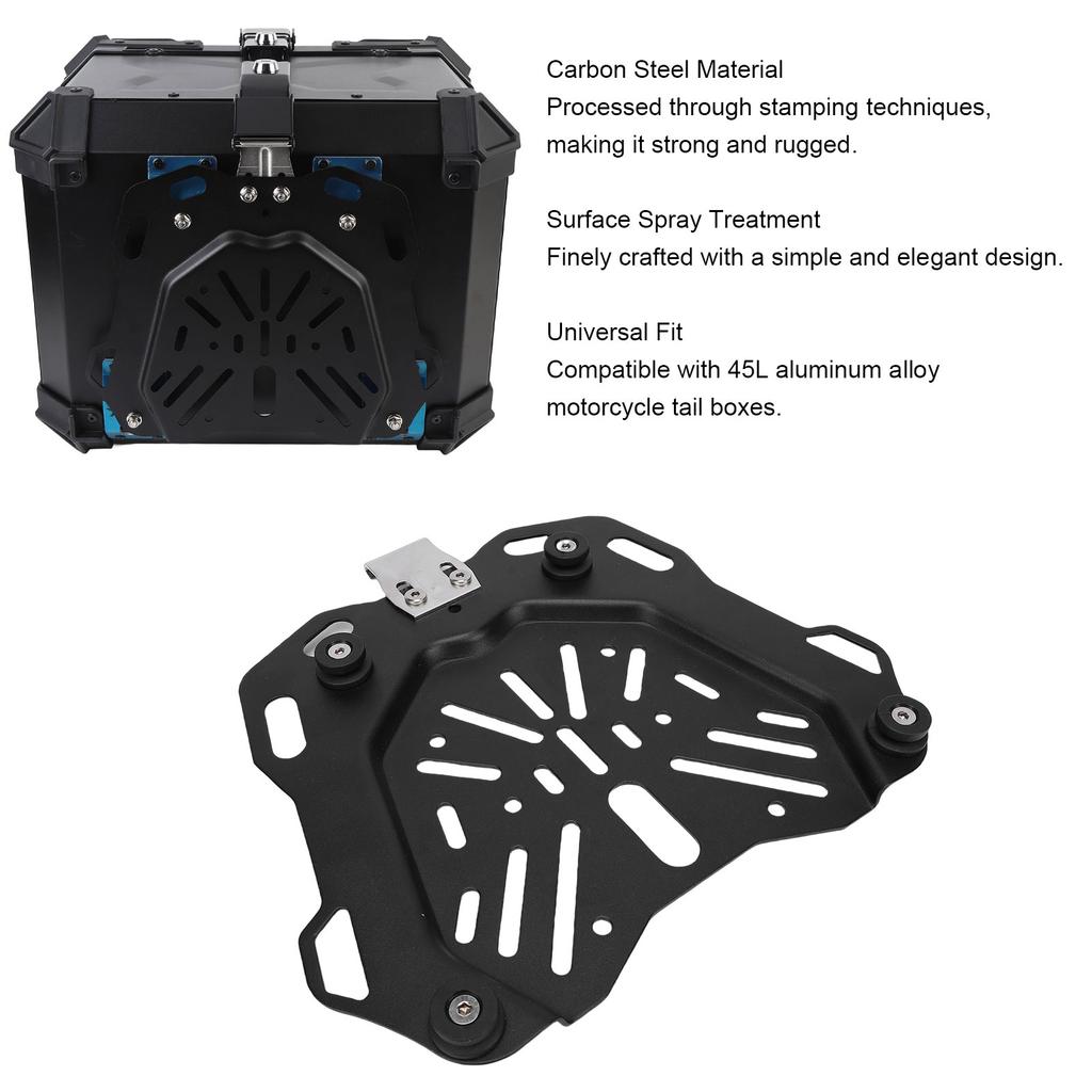 Motorcycle Rear Tail Box Base Plate Carbon Steel Universal Motorcycle Top Case Mounting Plate for 45L Trunk