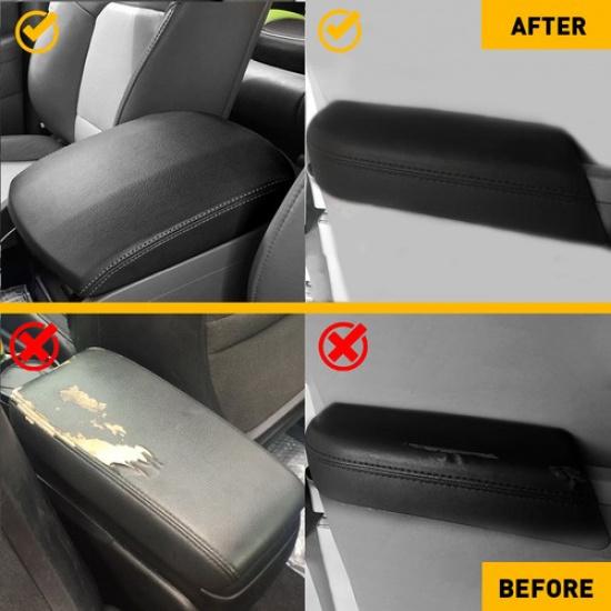 Fits 09-15 Honda Pilot Center Console Lid Rear Armrest Vinyl Cover Black 3pcs