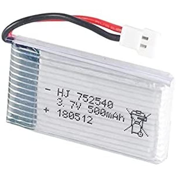 2-Pack Rechargeable LiPo Batteries 3.7V 500mAh | For RC Drones Syma X5/X5C/X5SC/X5SW, Cheerson CX-30W, Skytech M68, Wltoys F949, JJRC H5C