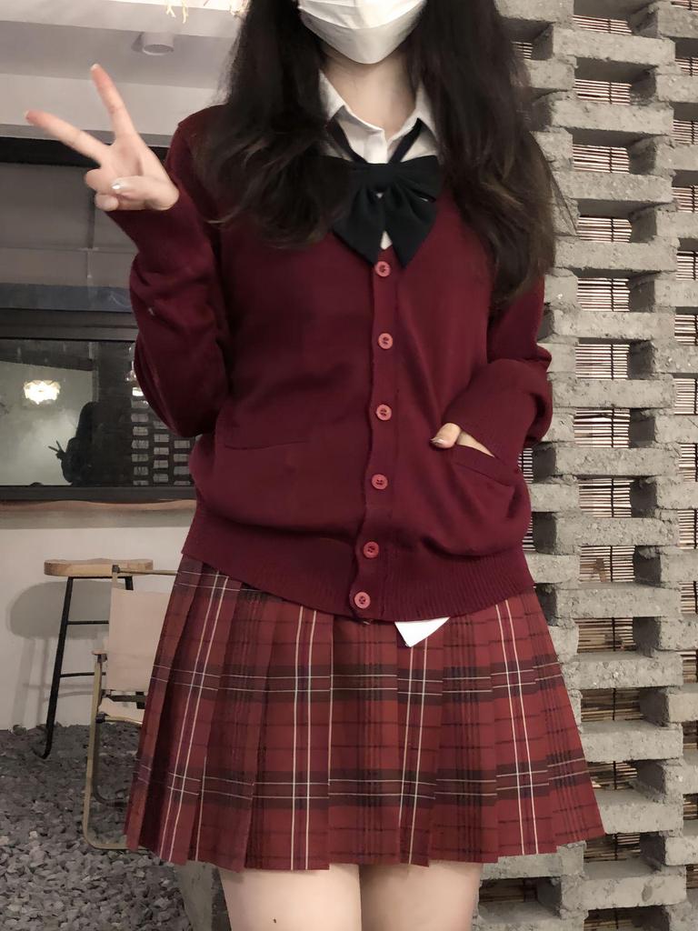 Original JK Basic Solid Color Long Sleeve Cardigan Sweater - Japanese Uniform Style, Versatile Loose Fit Knitted Top.