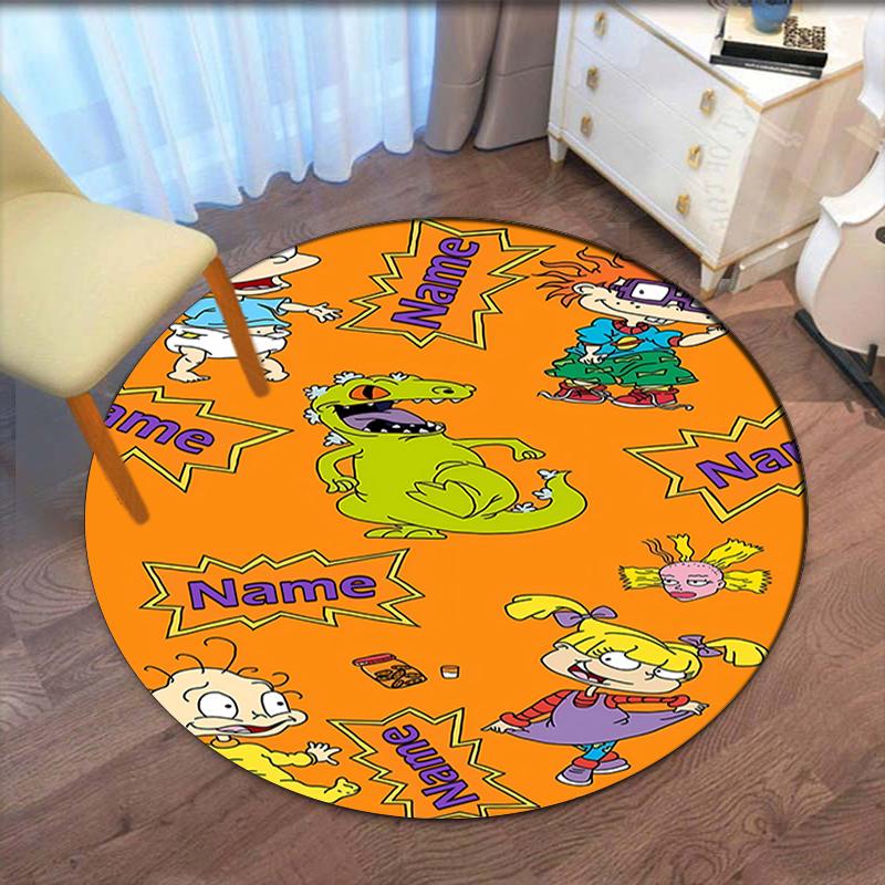 Custom Name Rugrats Printed Round Rug Carpet Chair Rug Area Rug Entryway Doormats,for Office Chair Living Room Bedroom Kitchen Room.