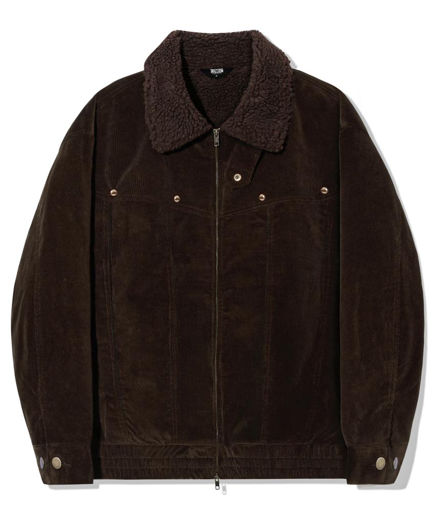 Trillion Sherpa Corduroy Studded Western Jacket_Brown