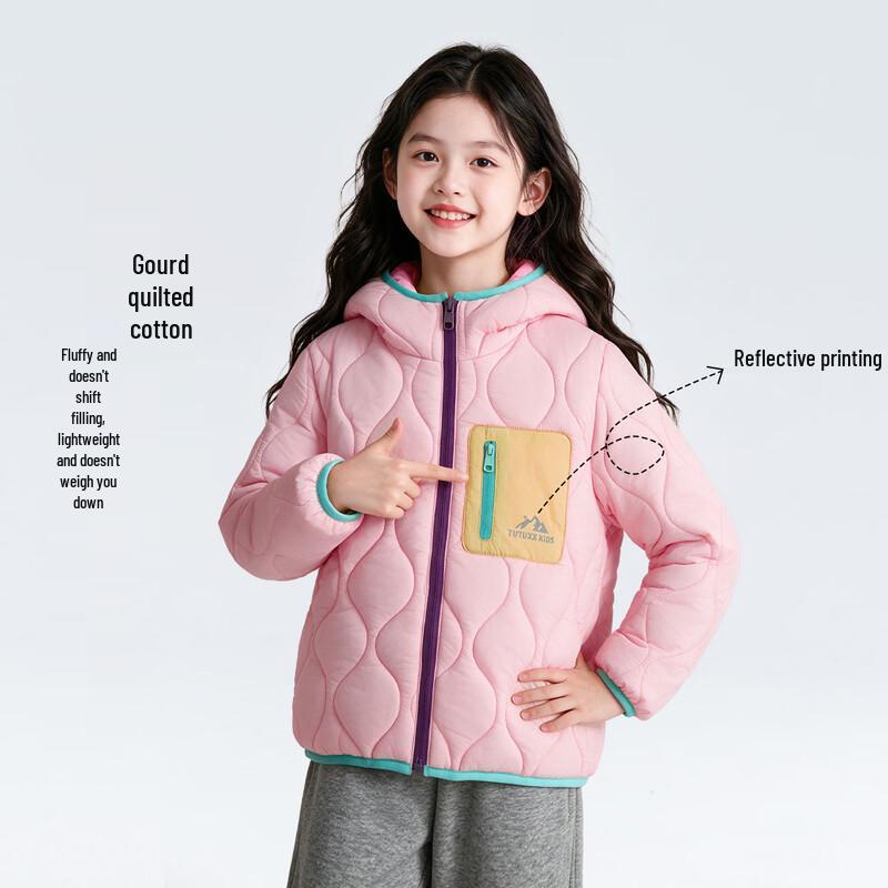 Tutu Xiang Girls' Color-Block Hooded Padded Winter Jacket
