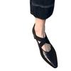 Retro Mary Jane Schuhe aus Leder mit kleinem quadratischem Kopf und gekreuzten Riemen für Damen, 2025 neue Frühjahrsschuhe mit dickem Absatz, mittelhohem Absatz und für den Arbeitsweg