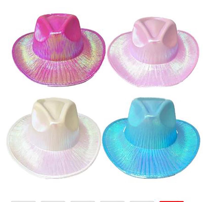 Pink Iridescent Neon Flashing Cowboy Hat for Halloween and Carnival Parties