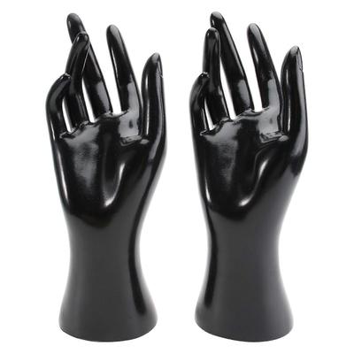 2 Stück Weibliches Mannequin Handmodell, Kunststoff Hand Schmuckständer für Ringe, Kreativer Ringhalter Ständer, Schwarz