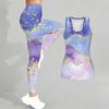 Marble Veining Printed Yoga Outfit for Women Fashion Workout Leggings Fitness Sports Casual Yoga Set Sports Suit
