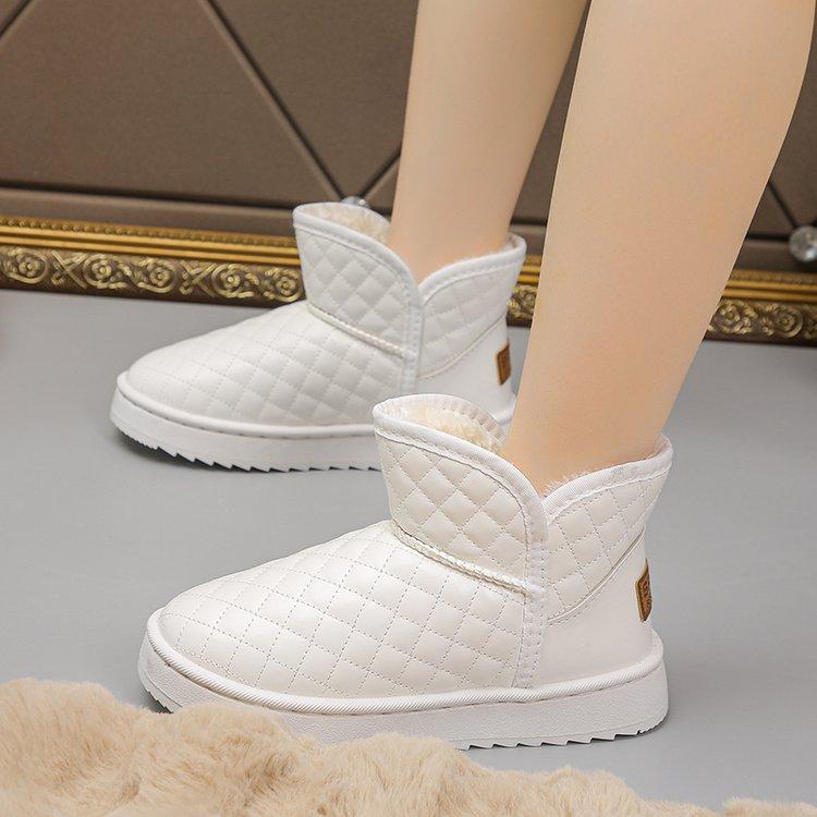 Women's Large Size Soft Sole Heightening Winter Warm Fur One Anti-slip Snow Boots Plush Lined Ankle Boots Outdoor Sports Cotton Boots