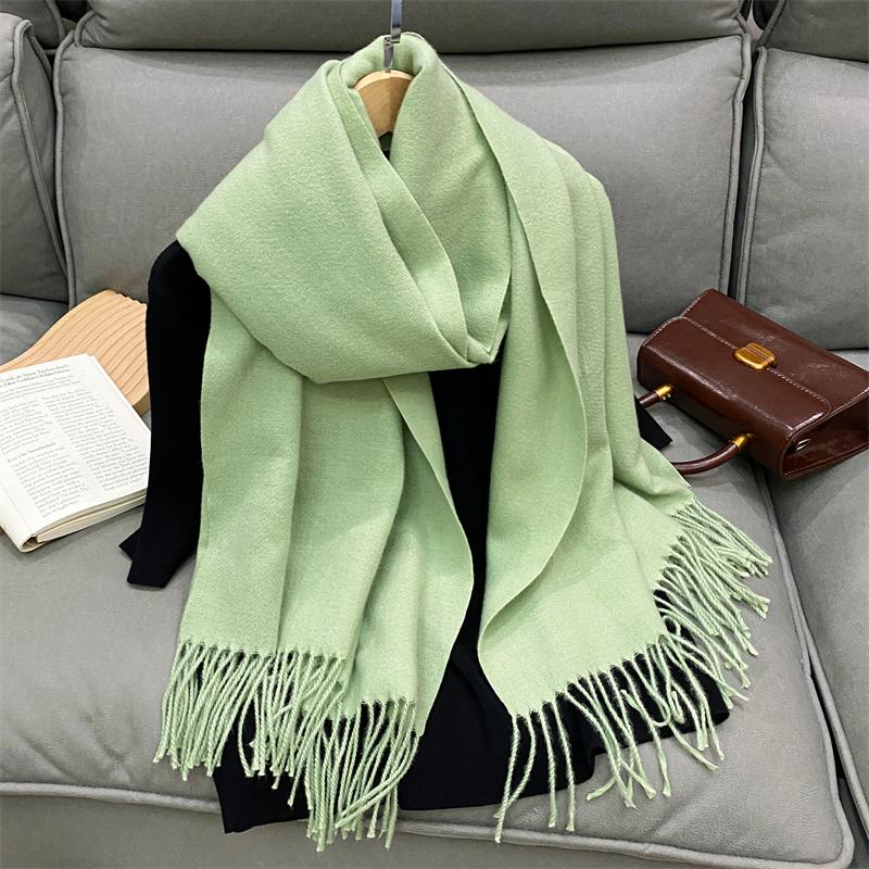 Luxury Solid Cashmere Scarf Women Winter Tassel Shawl Pashmina Big Size Handkerchief Lady Soft Outdoor Windproof Ski Bufanda