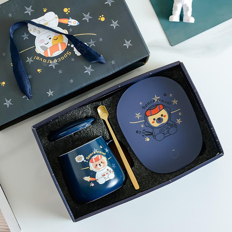 Animal Astronaut Nuannouncer Ceramic Constant Temperature Cup Gift Set Opening Event Festival Gifts