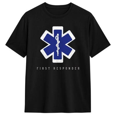 First Responder T Shirt Summer Star of Life Cotton T Shirts For Mens Design Tshirt Short Sleeve Vintage Tops
