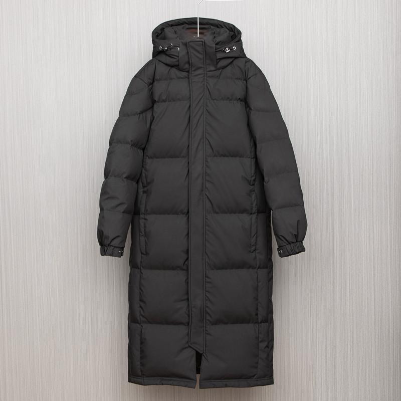 Down jacket men's and women's super long over-knee thickened winter new couple loose Chinese play white duck down jacket
