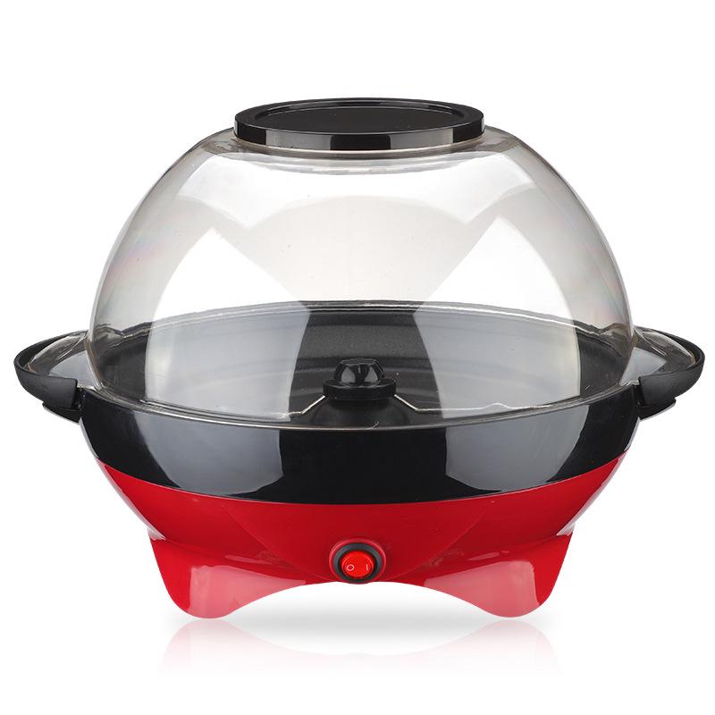 Mini Round Red Electric Popcorn Machine, Household Kids Popcorn Maker, Add Oil & Sugar Home Snack Machine